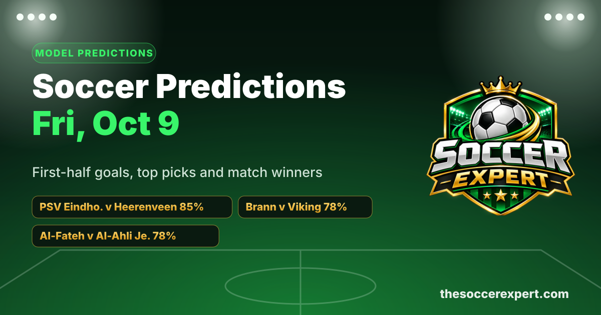 Soccer Predictions for Friday, October 9: First-Half Goals, Top Picks & Best Bets
