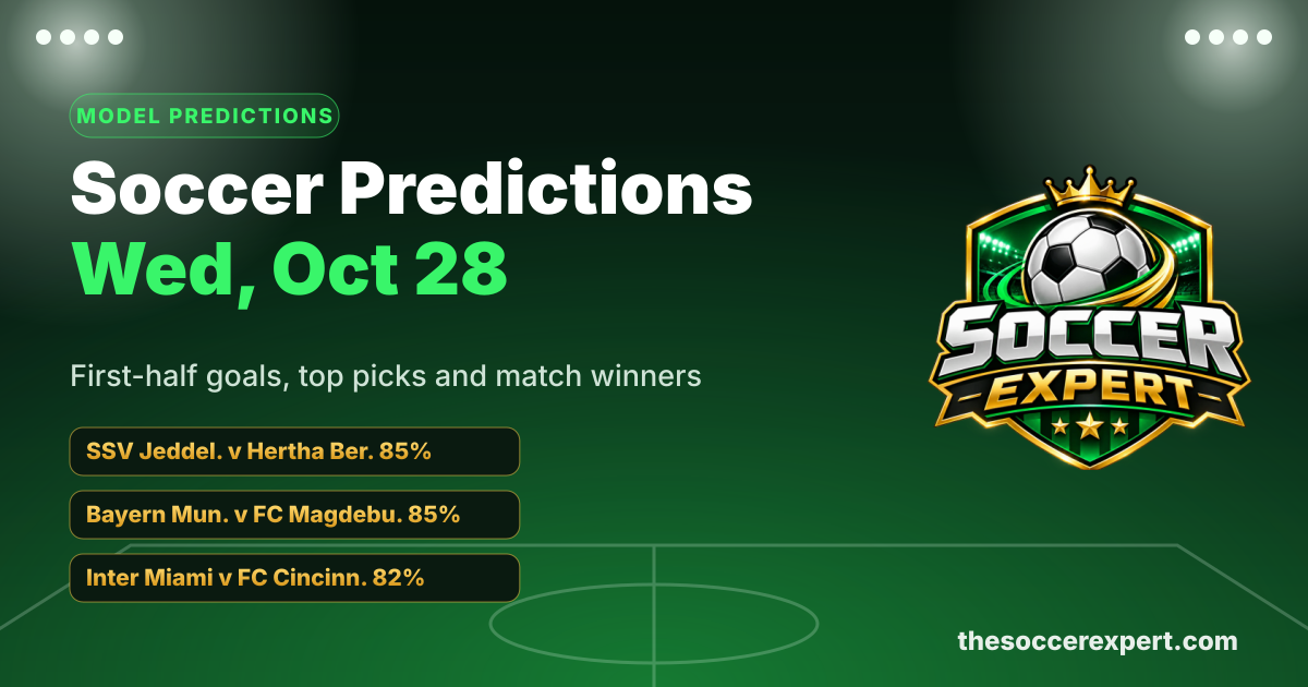 Soccer Predictions for Wednesday, October 28: First-Half Goals, Top Picks & Best Bets
