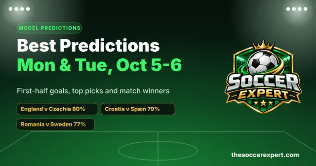 Soccer Predictions for Monday & Tuesday (Oct 5–6, 2026): Nations League First-Half Goals & Best Bets